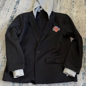 Wild Collective Black New York Knicks Blazer with Gray Hoodie Insert- size small